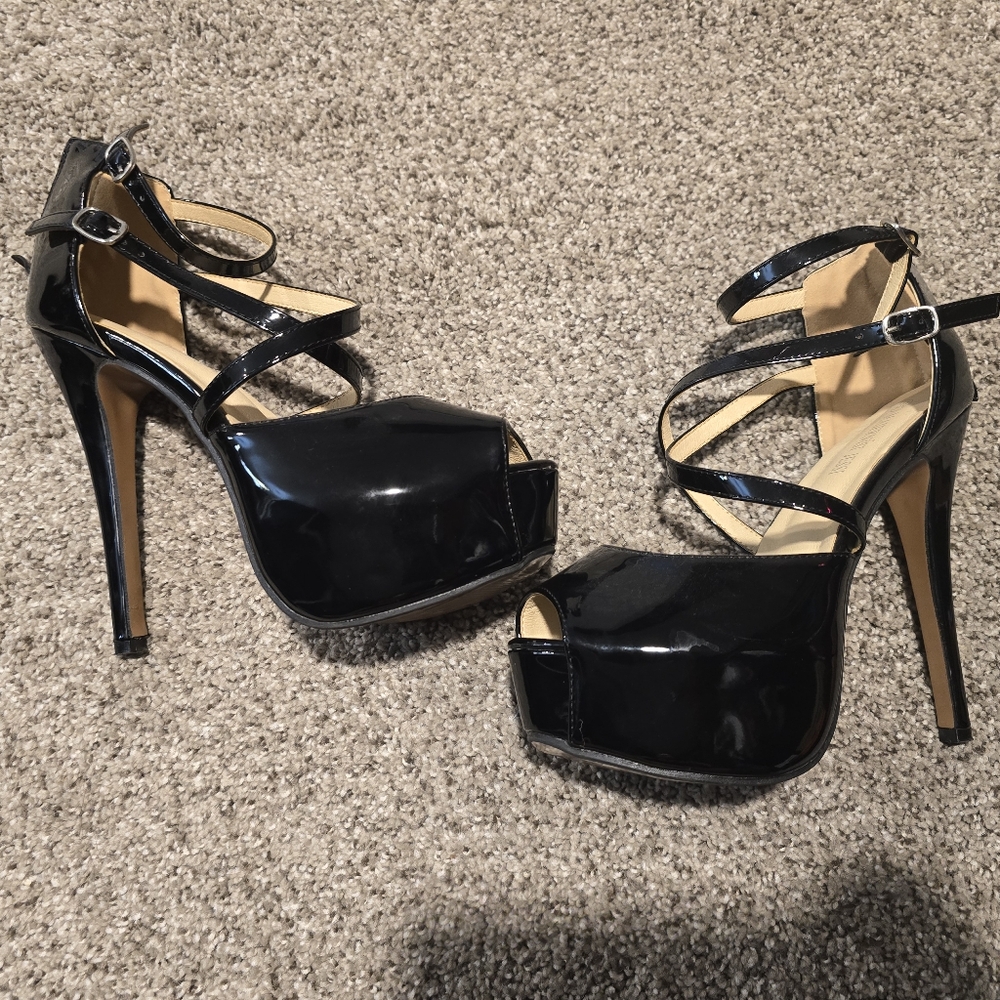 Elegant Black High Heel Sandals